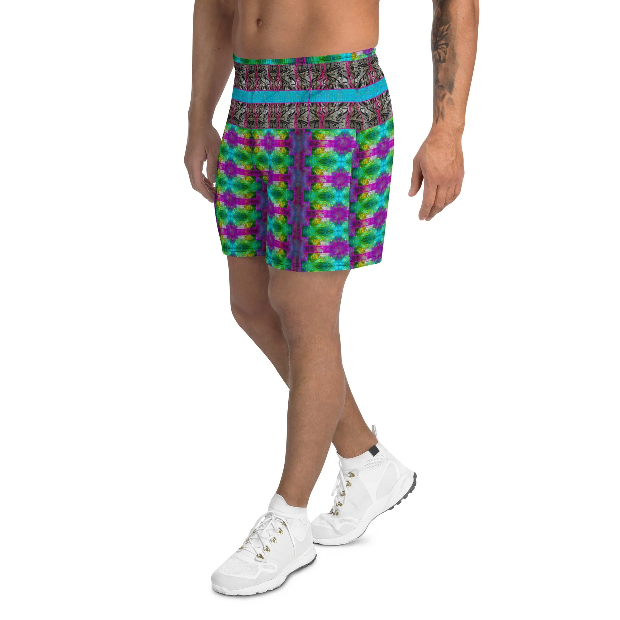 Athletic Long Shorts (Unisex)(Virilis/Muliebris)(Tree Link Stripe) RJSTH@Fabric#11 RJSTHS2021 RJS