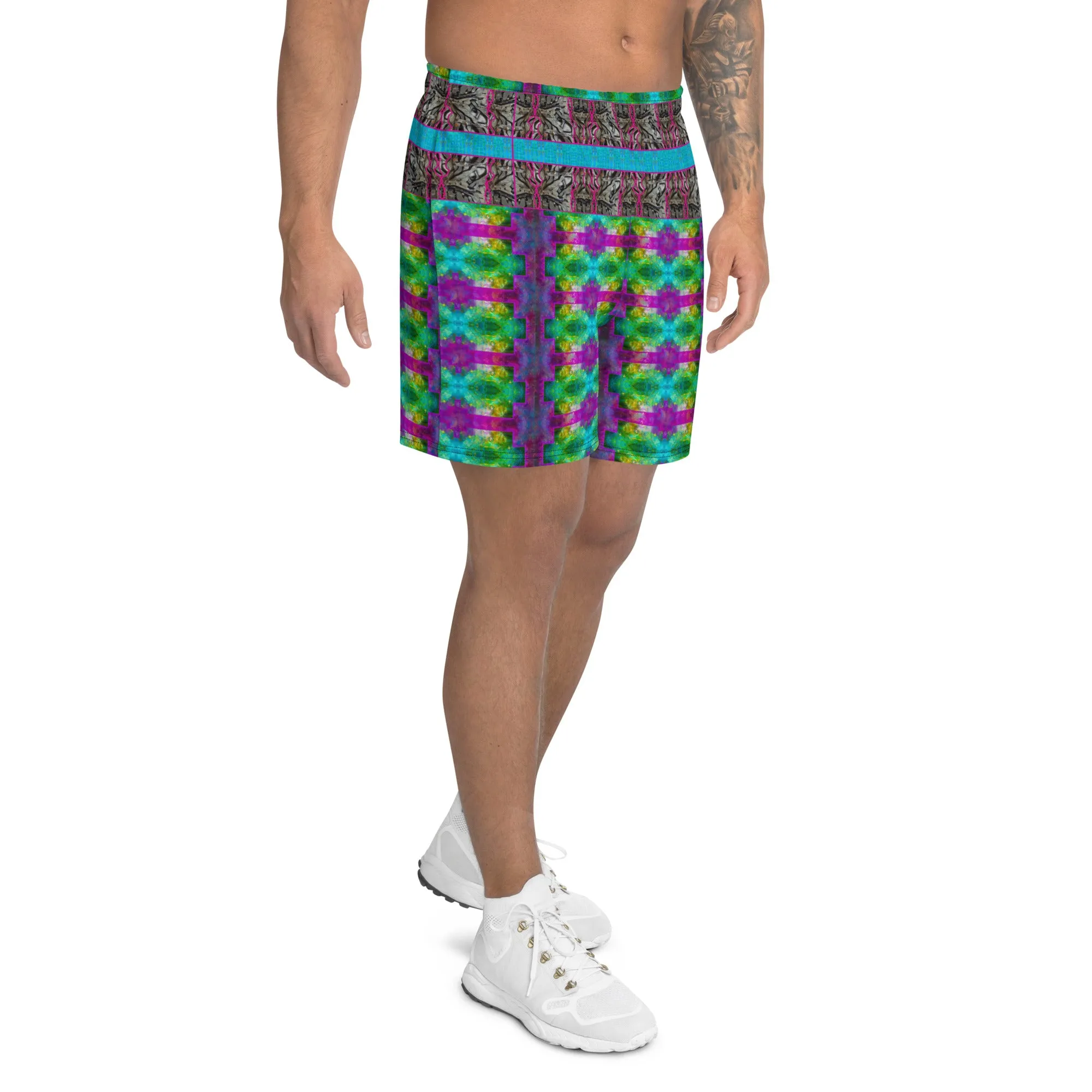 Athletic Long Shorts (Unisex)(Virilis/Muliebris)(Tree Link Stripe) RJSTH@Fabric#11 RJSTHS2021 RJS