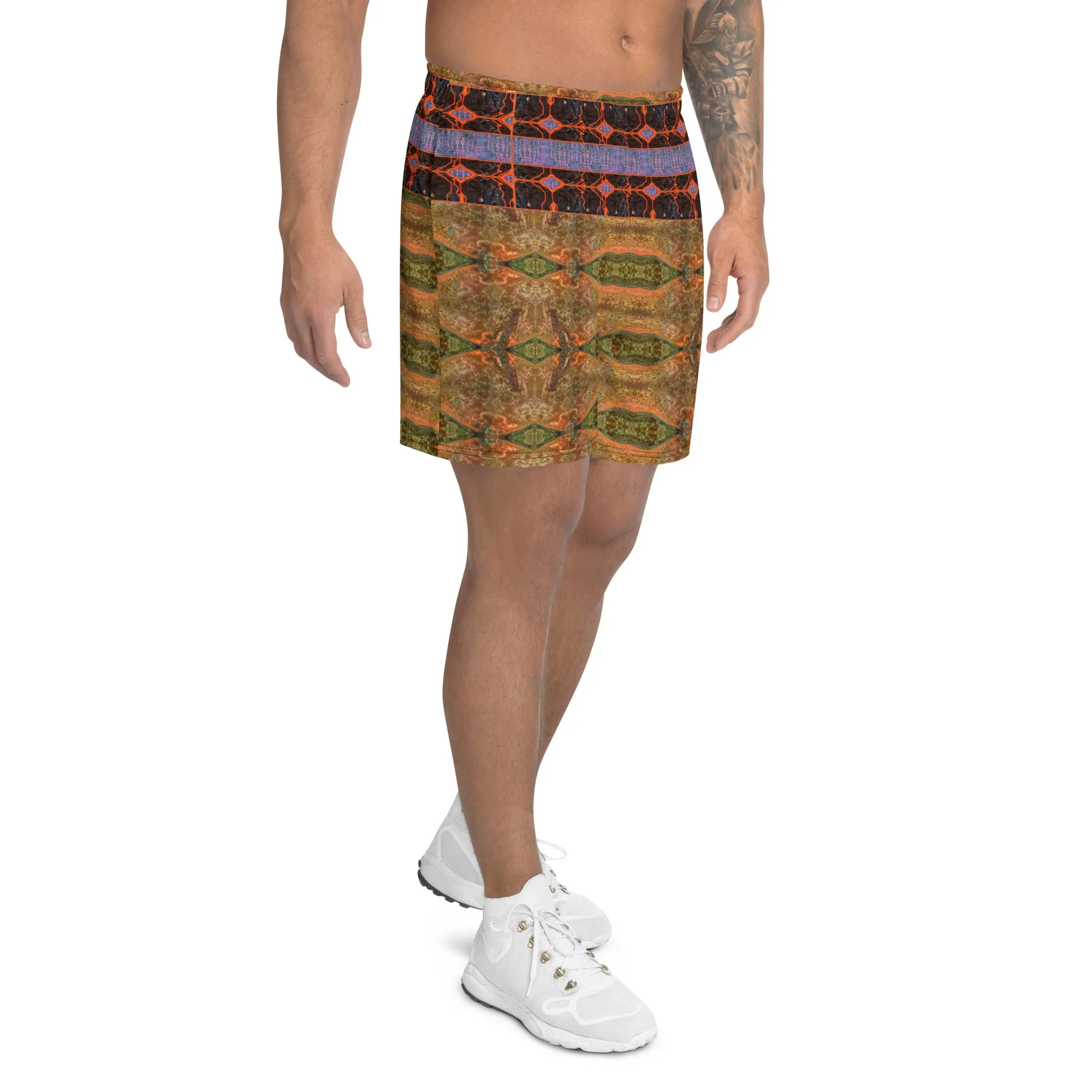 Athletic Long Shorts (Unisex)(Virilis/Muliebris)(Tree Link Stripe) RJSTH@Fabric#6 RJSTHS2021 RJS