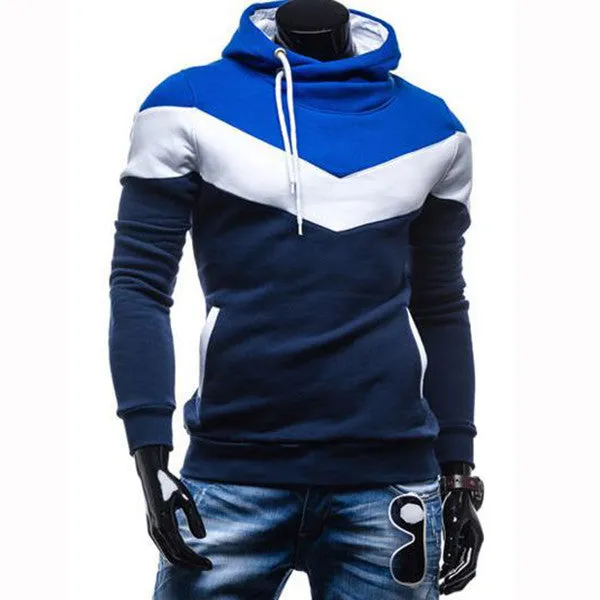 Autumn Slim Hoodies Men Sweatshirt Long Sleeve Pullover Hooded Sportswear Male Patchwork Fleece Tracksuit