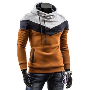 Autumn Slim Hoodies Men Sweatshirt Long Sleeve Pullover Hooded Sportswear Male Patchwork Fleece Tracksuit
