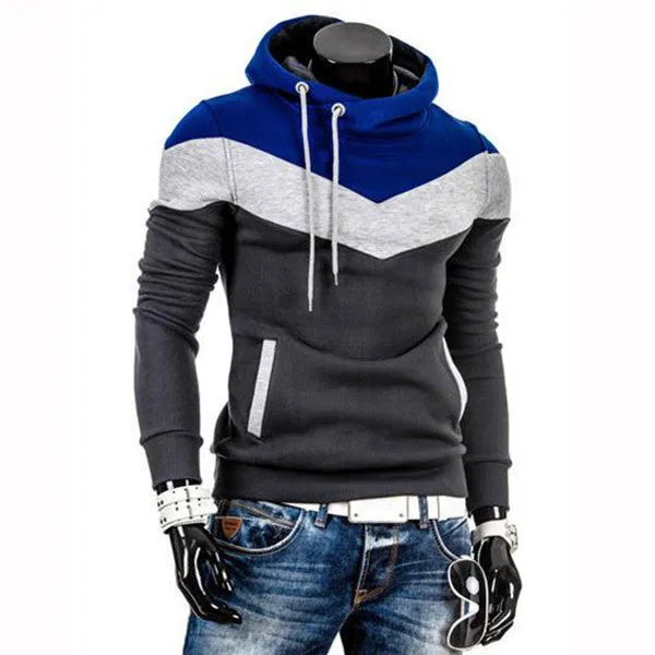 Autumn Slim Hoodies Men Sweatshirt Long Sleeve Pullover Hooded Sportswear Male Patchwork Fleece Tracksuit