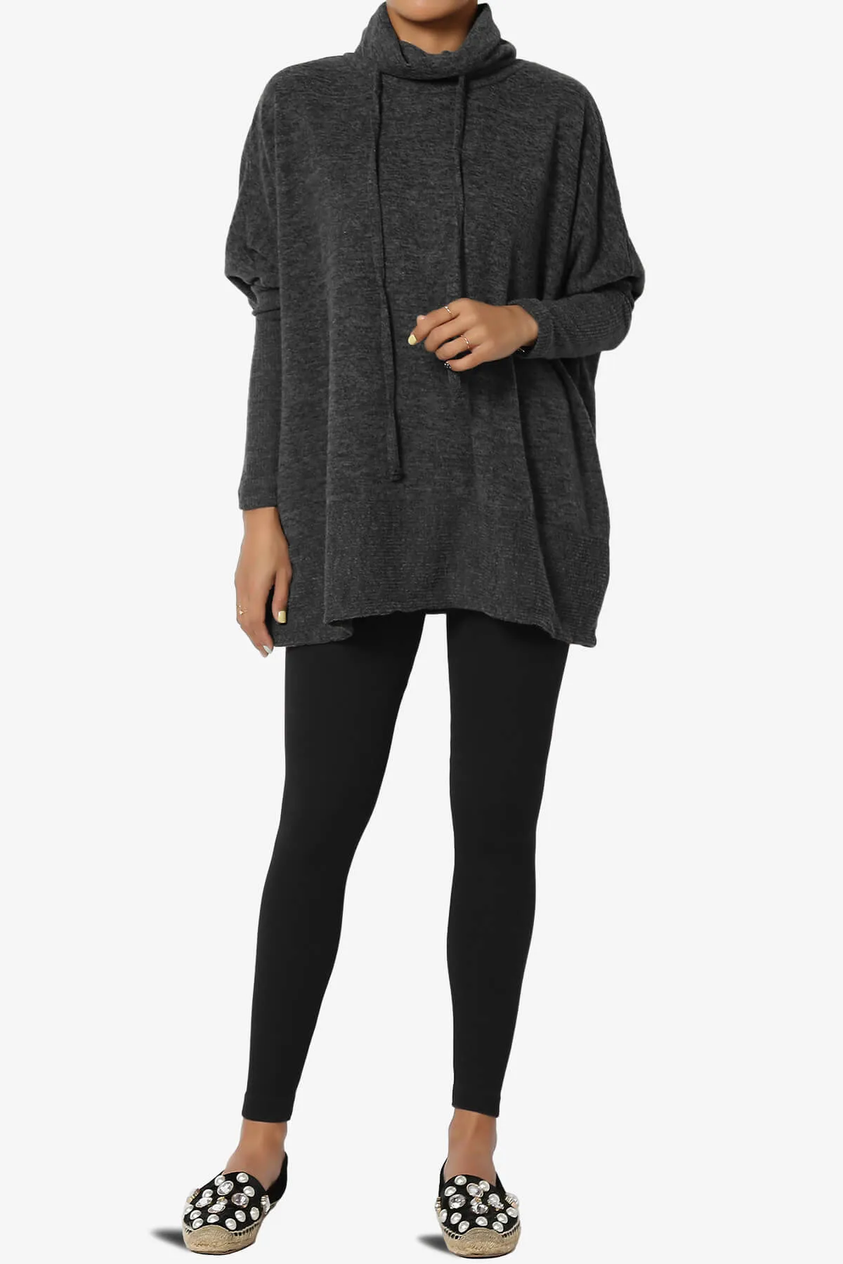 Barclay Cowl Neck Melange Knit Oversized Sweater PLUS