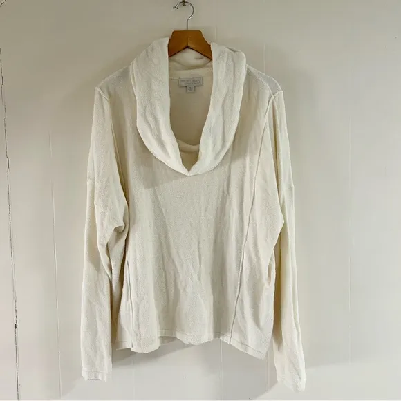 Barefoot Dreams CozyChic Ultra Lite Cowl Neck Pullover in Cream sz XL