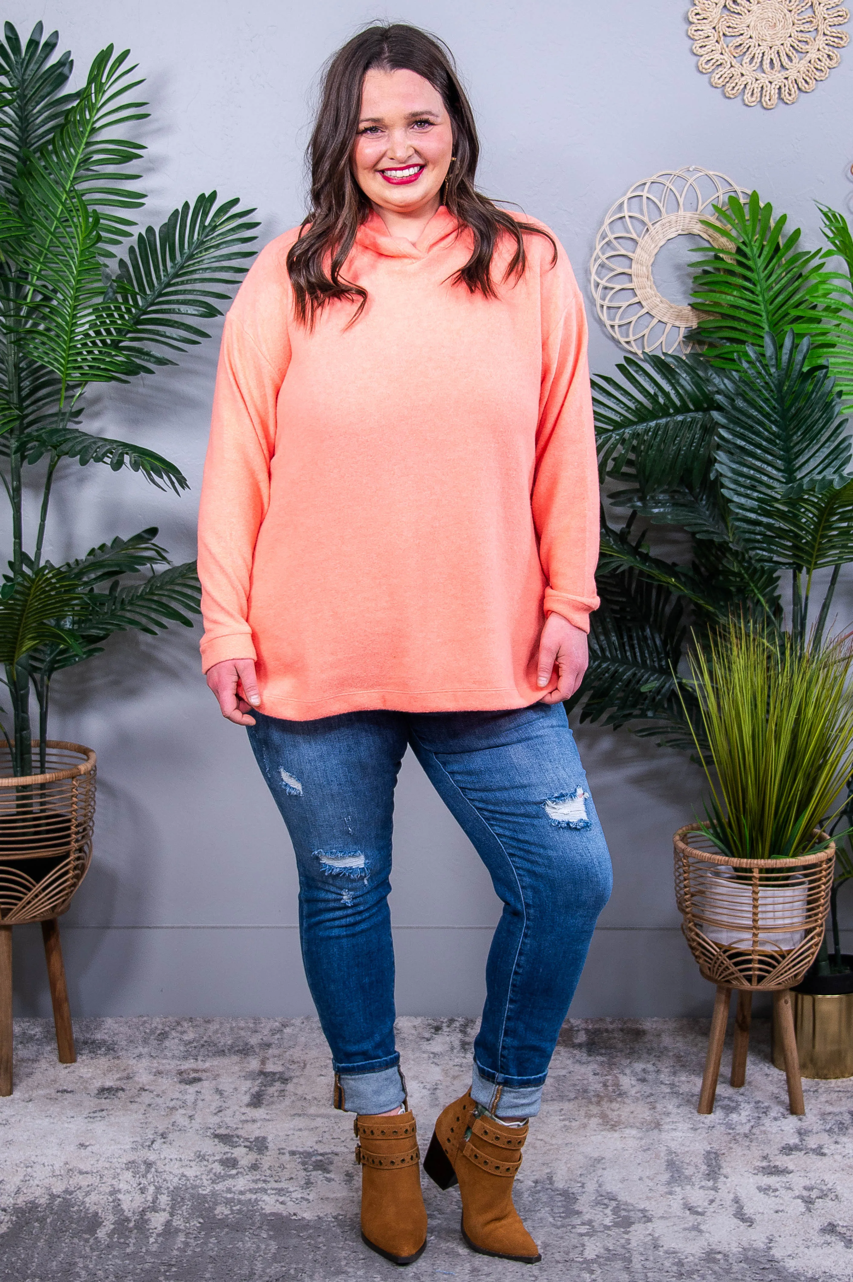 Basically My Favorite Coral Hooded Pullover - T10864CO