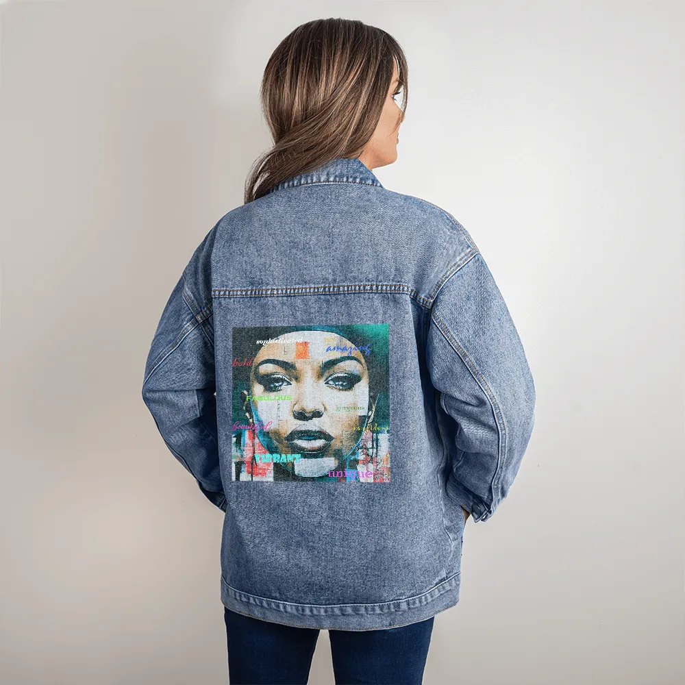 Beautiful Gorgeous Confident Woman Oversized DTG Denim Jacket