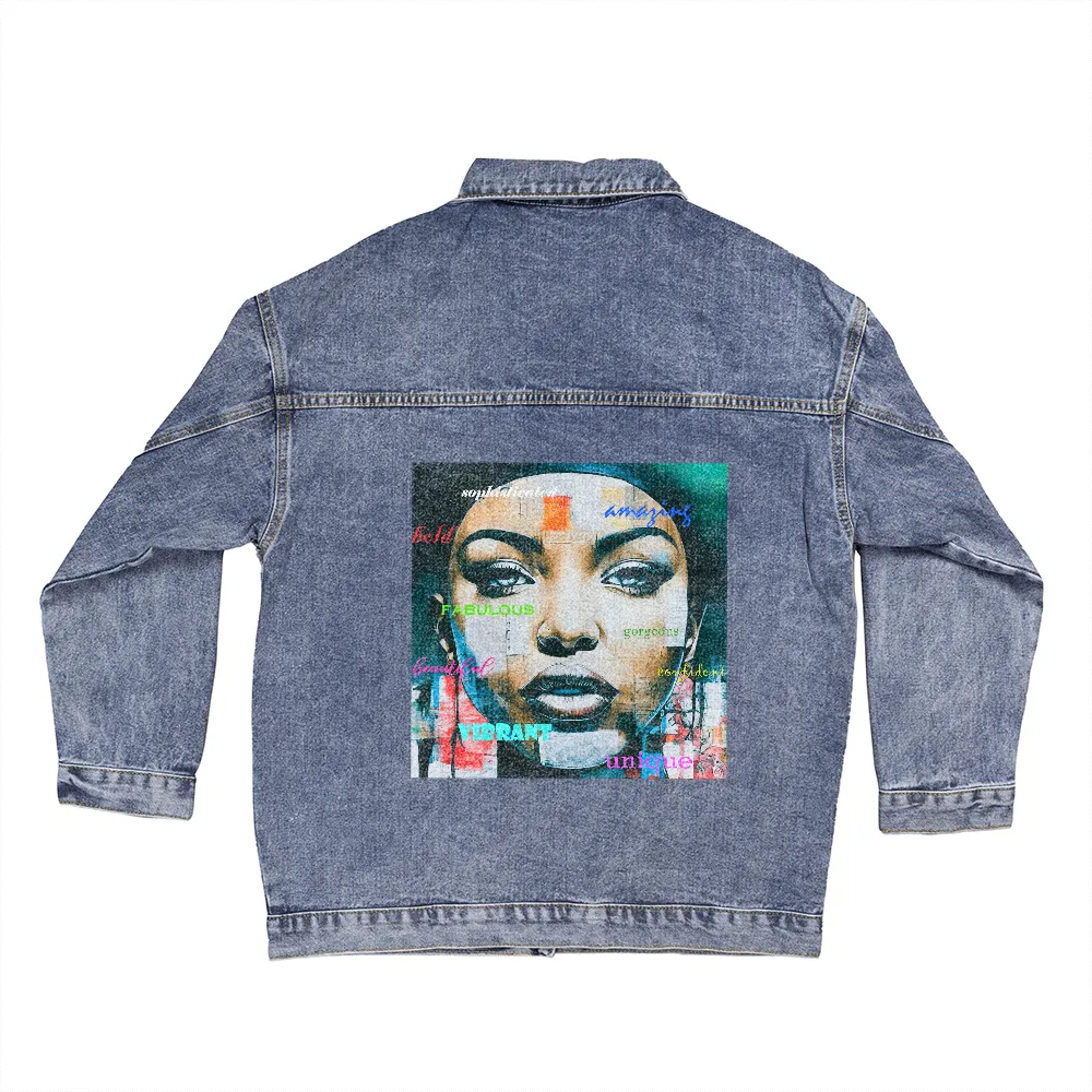 Beautiful Gorgeous Confident Woman Oversized DTG Denim Jacket