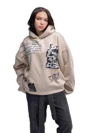 Beige Baby Statement Hoodie