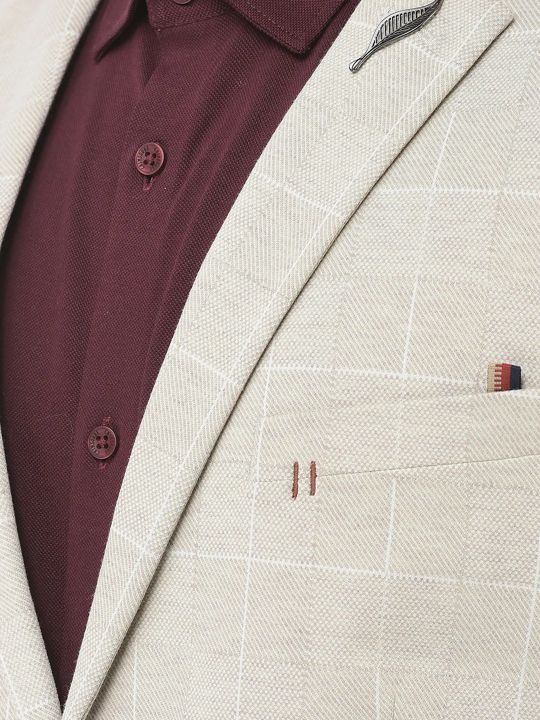 Beige Checkered Blazer