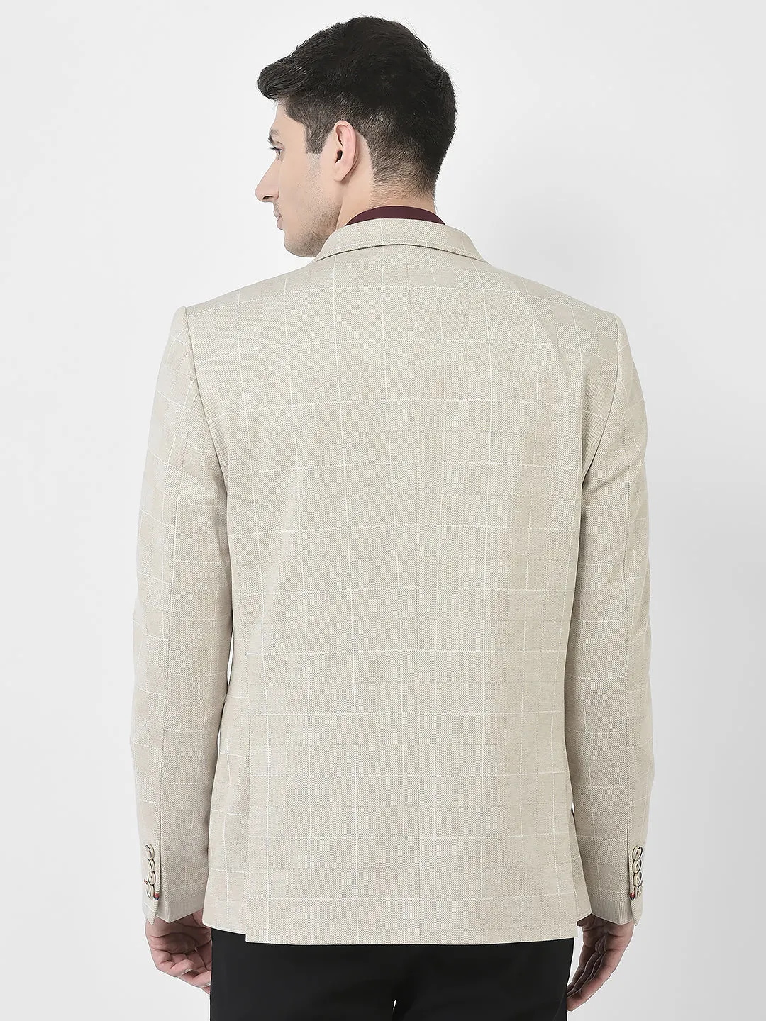 Beige Checkered Blazer