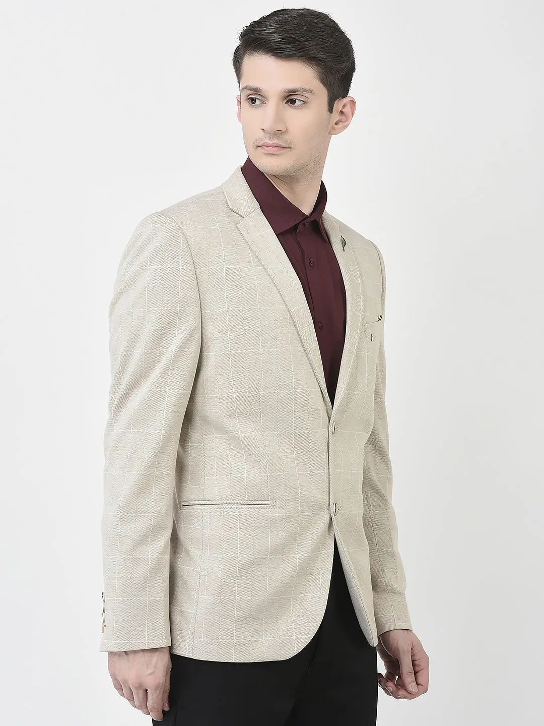 Beige Checkered Blazer