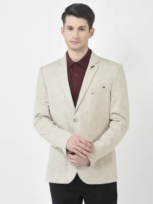 Beige Checkered Blazer