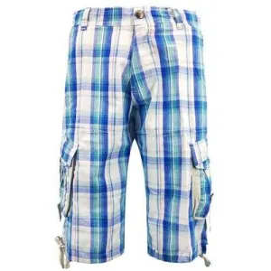 Belt Decorated Pocket Drawstring Hem Cargo Shorts - Sky Blue 32