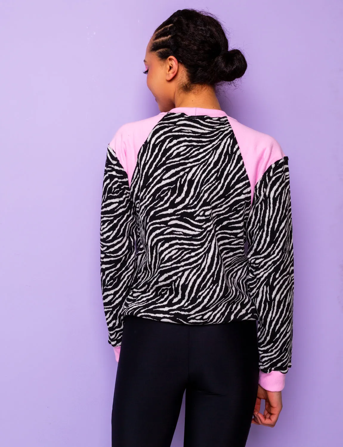 Black & Pink Zebra Print Sweatshirt