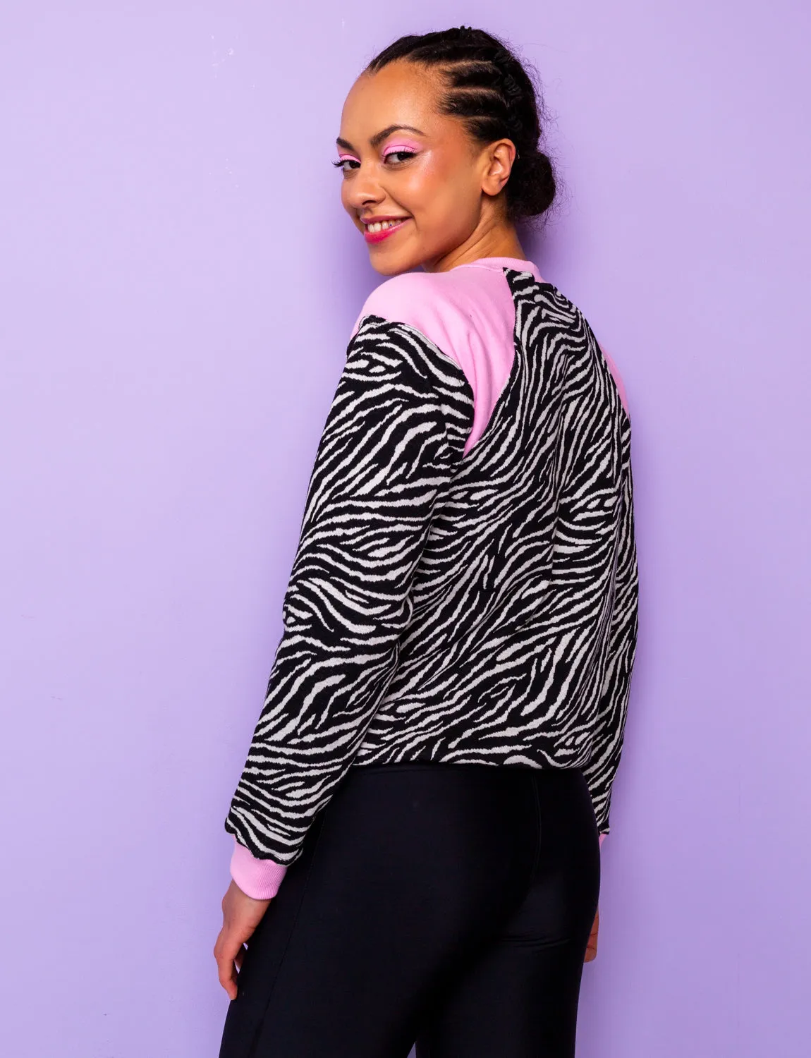 Black & Pink Zebra Print Sweatshirt