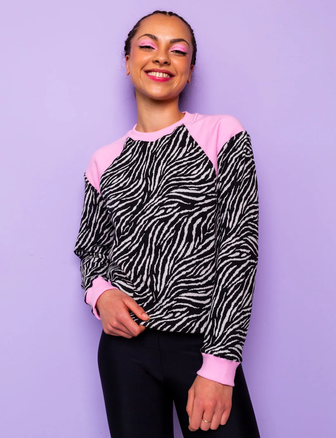 Black & Pink Zebra Print Sweatshirt