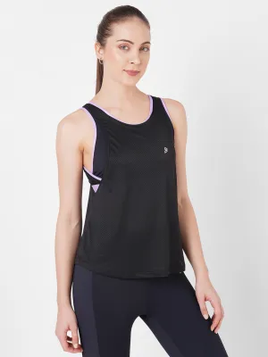 Black And Lavender Holo Sports Bra   Tank