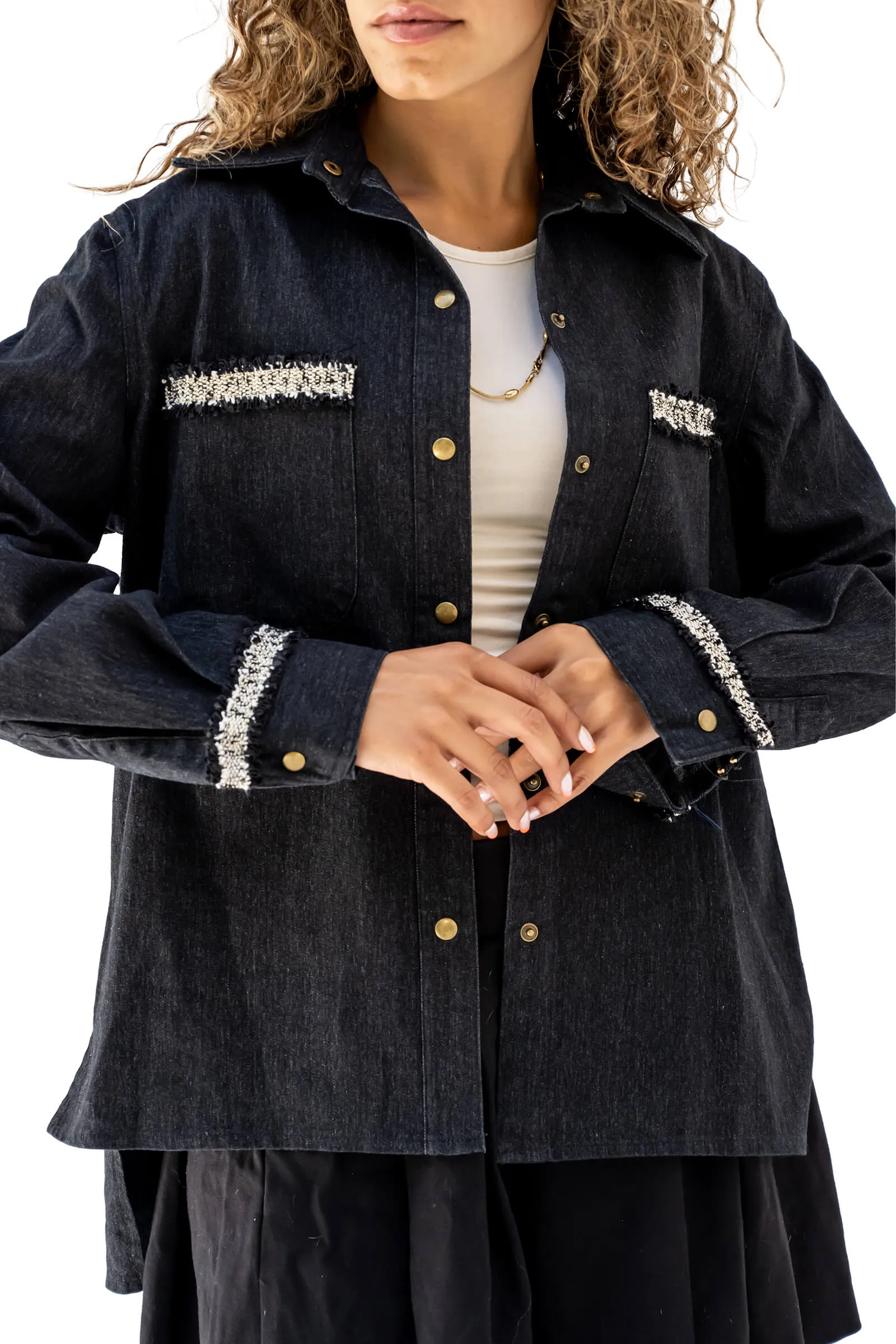 Black Bella Embellished Denim Shirt