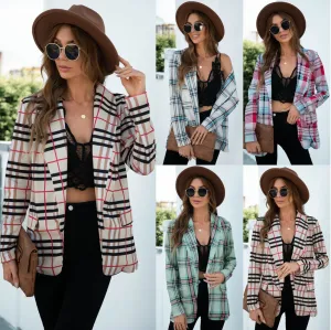 Blazers Plaid  Vintage Casual Fashionable Checkered Wild  Coat CODE: KAR1091