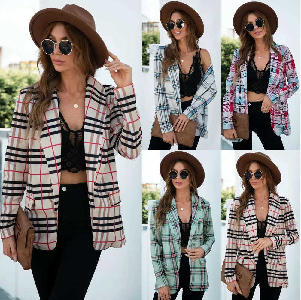 Blazers Plaid  Vintage Casual Fashionable Checkered Wild  Coat CODE: KAR1091