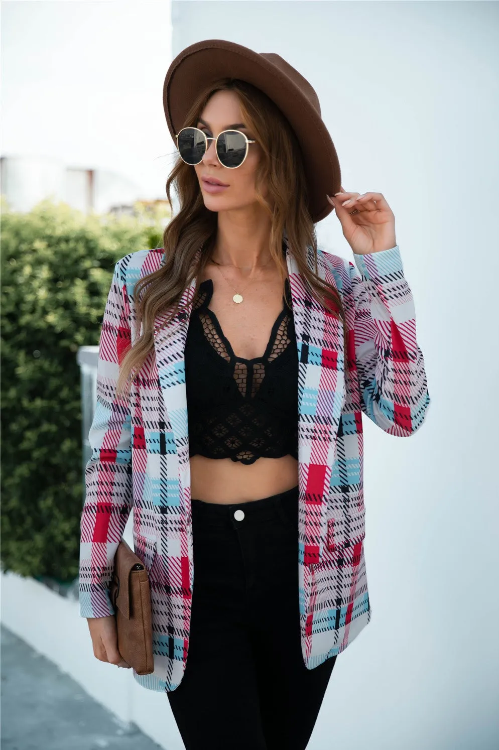 Blazers Plaid  Vintage Casual Fashionable Checkered Wild  Coat CODE: KAR1091