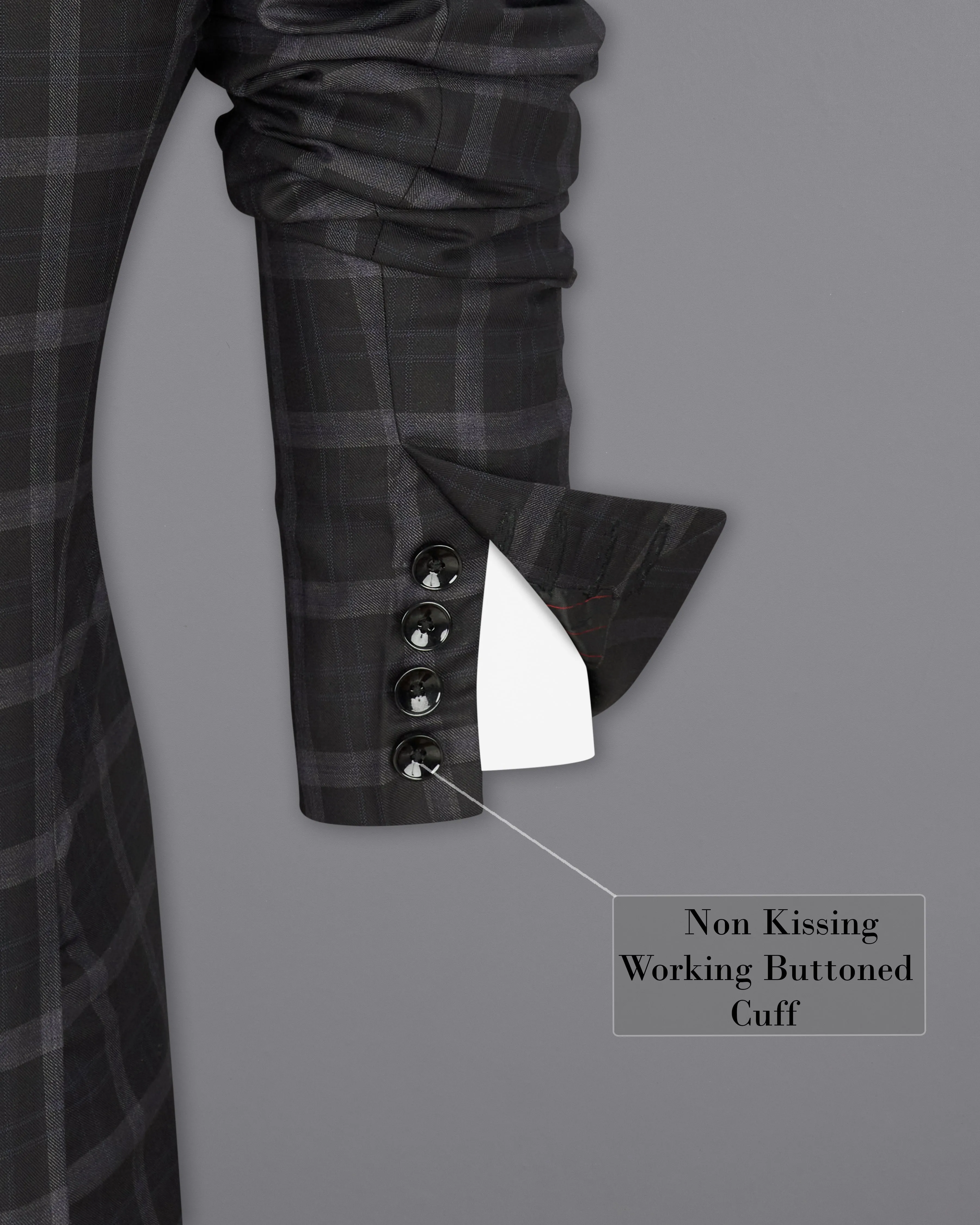 Bleached Cedar Black Plaid Single Breasted Blazer