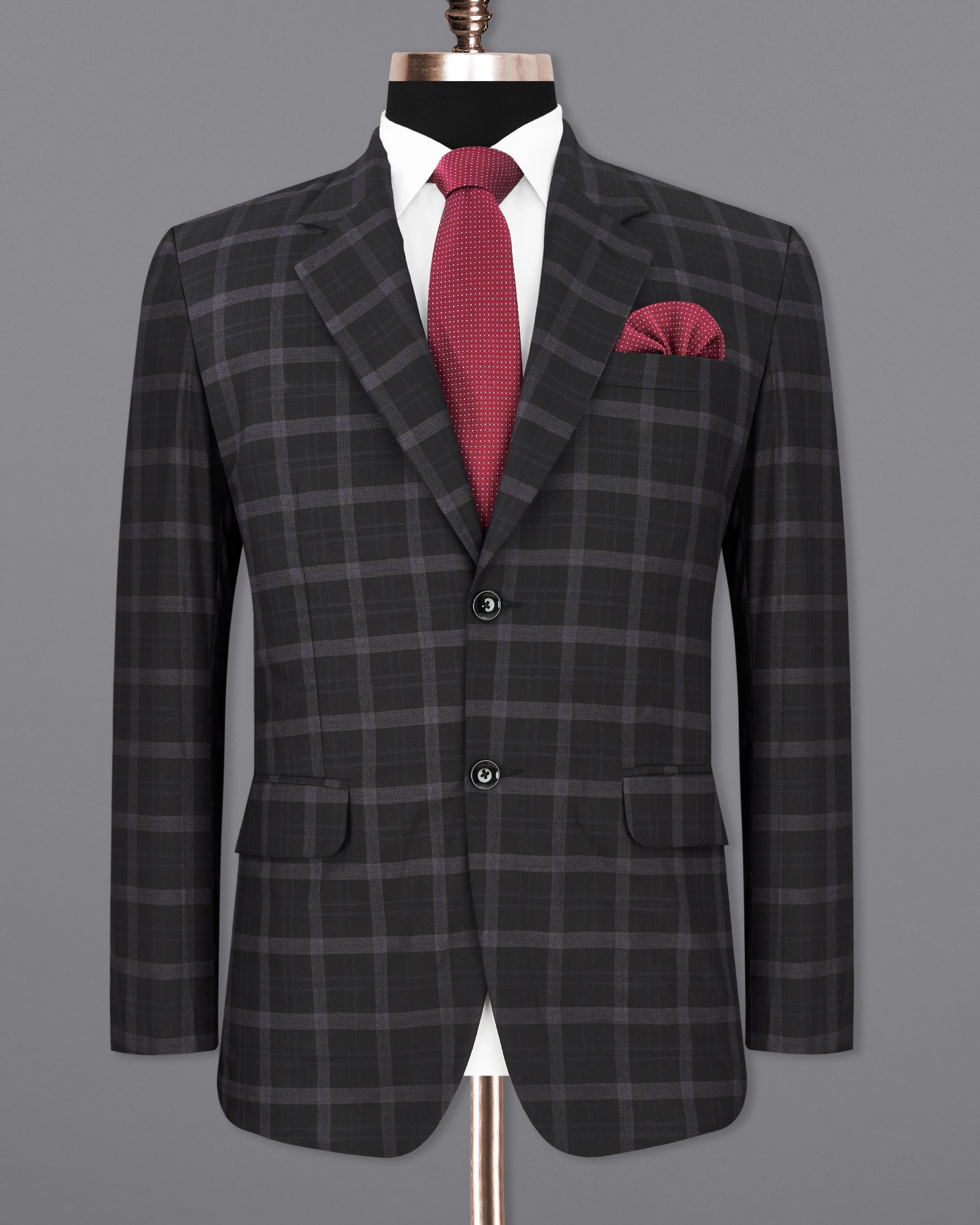 Bleached Cedar Black Plaid Single Breasted Blazer