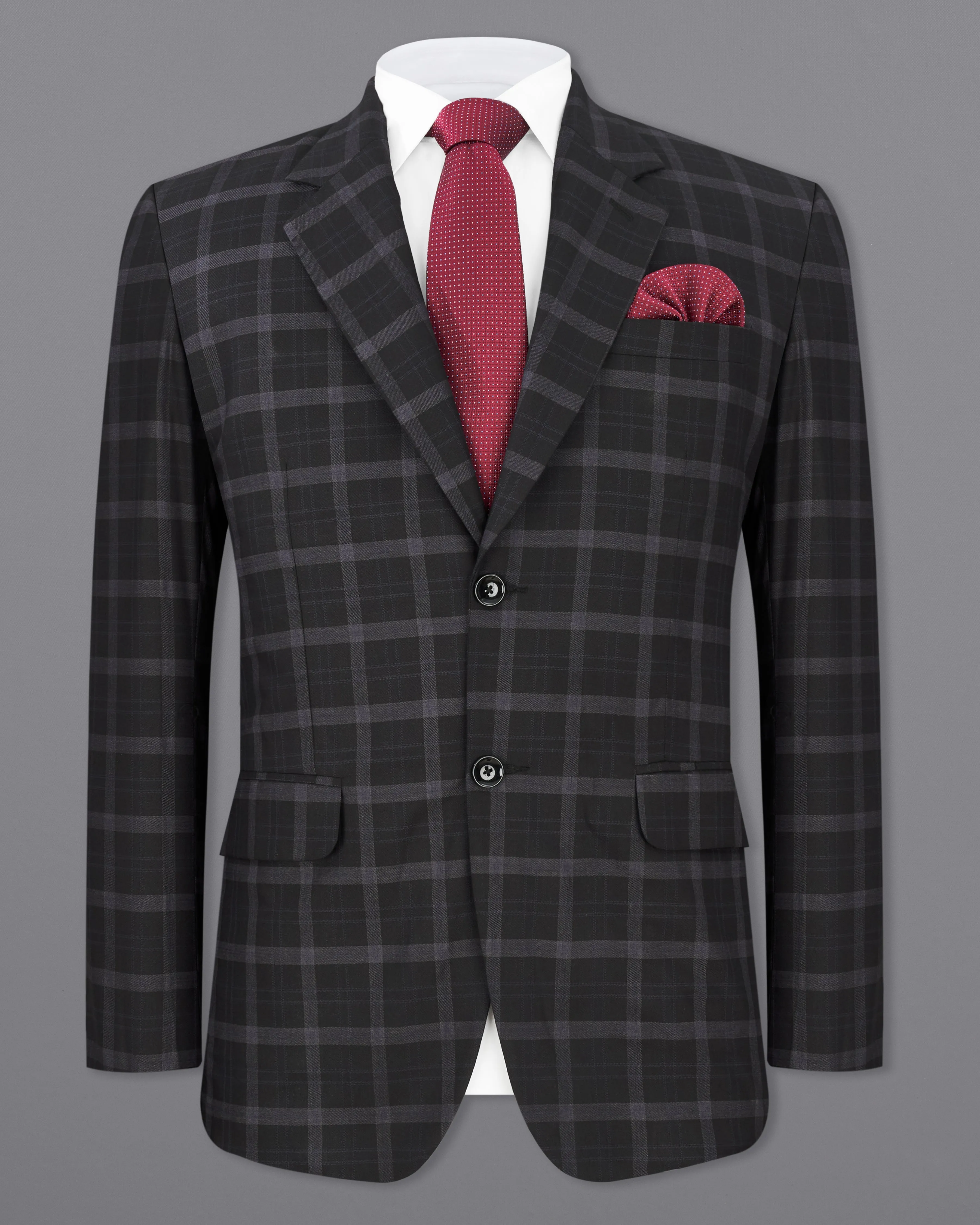 Bleached Cedar Black Plaid Single Breasted Blazer