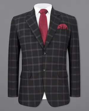 Bleached Cedar Black Plaid Single Breasted Blazer