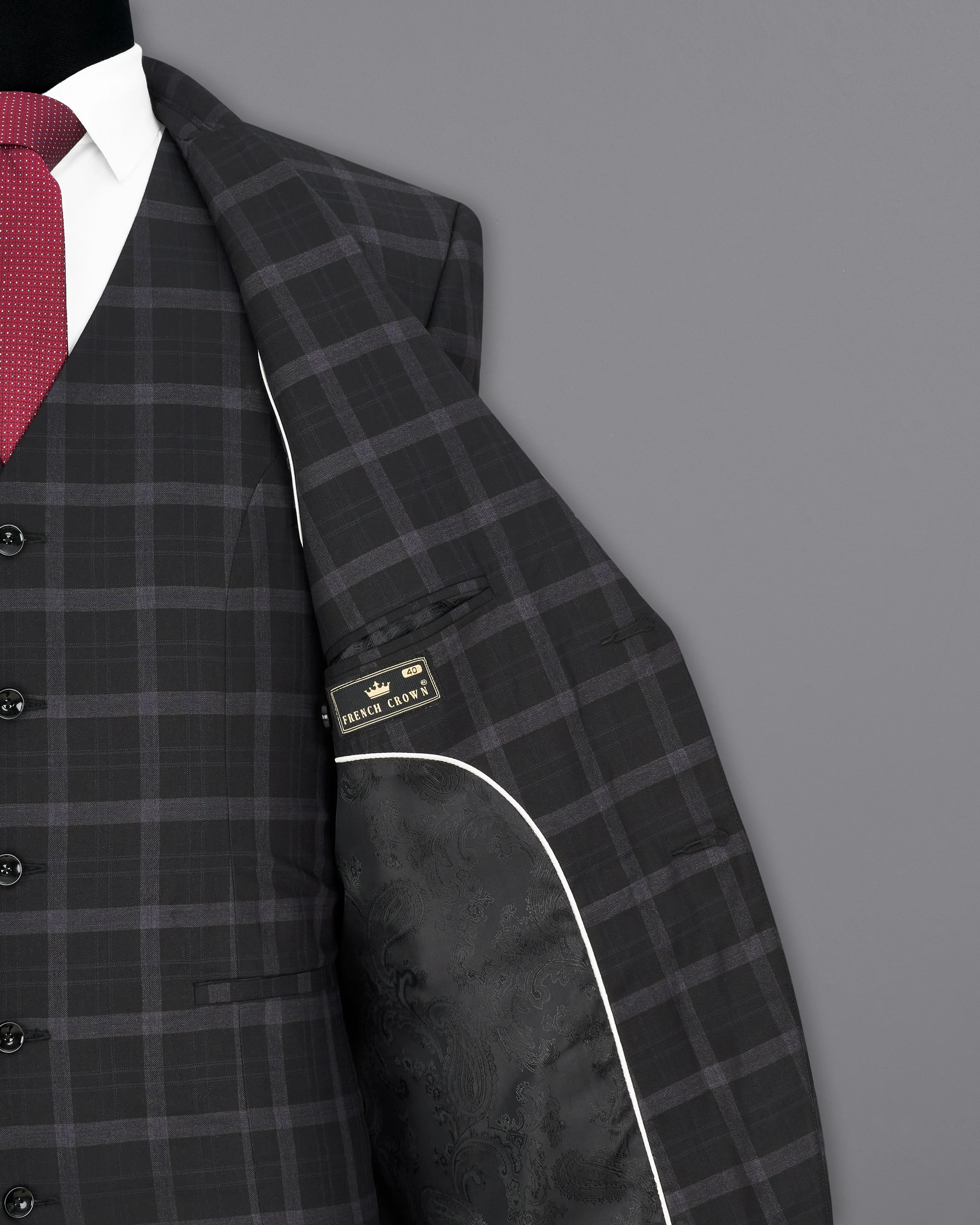 Bleached Cedar Black Plaid Single Breasted Blazer