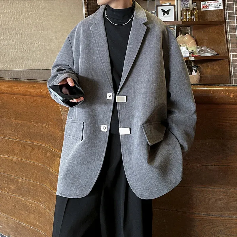 Bonsir Oversized High Grade Blazers Men Trendy Leisure Loose Suit Jackets Male Daily Simple Streetwear All-match Korean Suit-tops