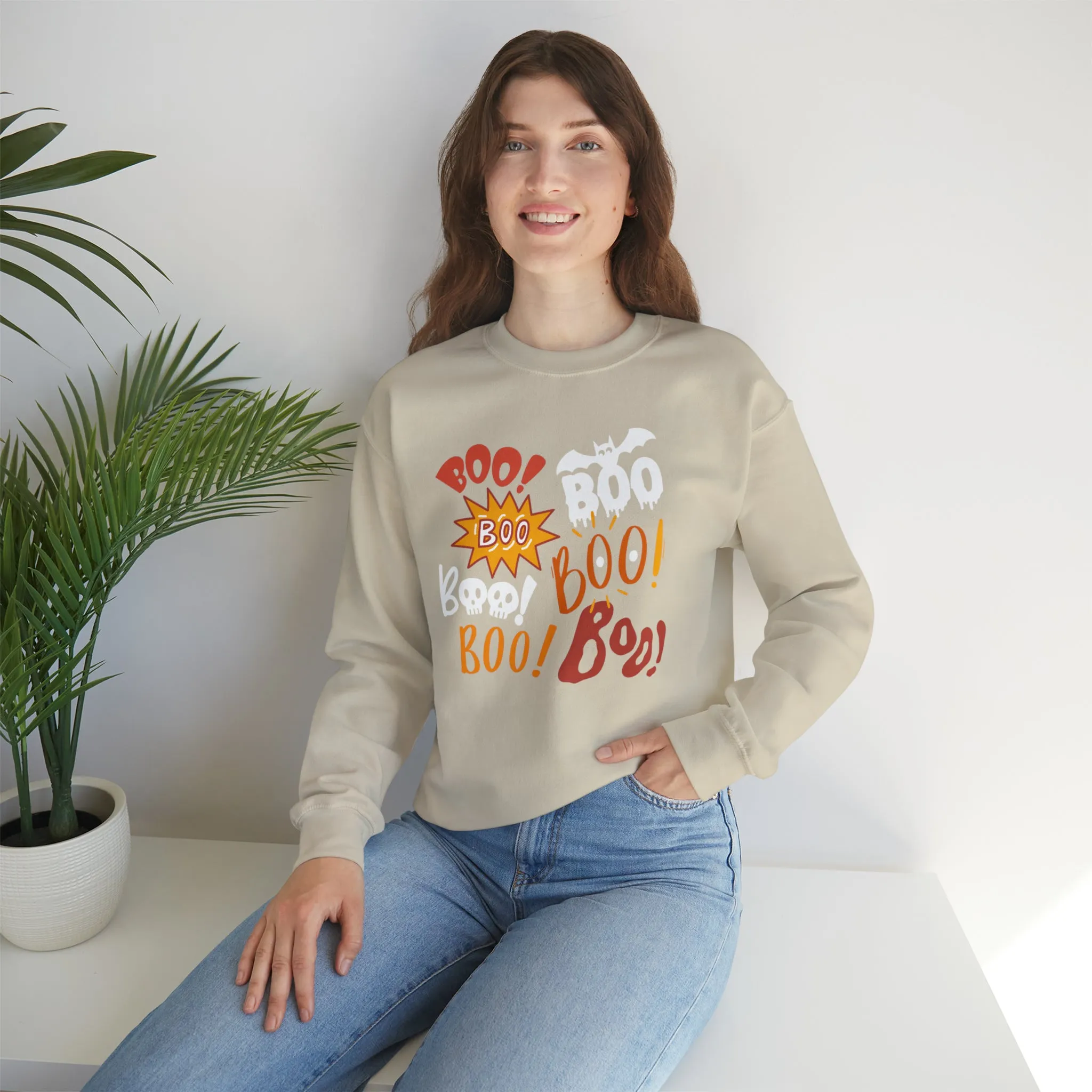 Boo! Boo! Sweatshirt, Scary Halloween Sweatshirt, Funny Ghost Sweatshirt, Fall Season Shirt, Unisex Heavy Blend Shirt