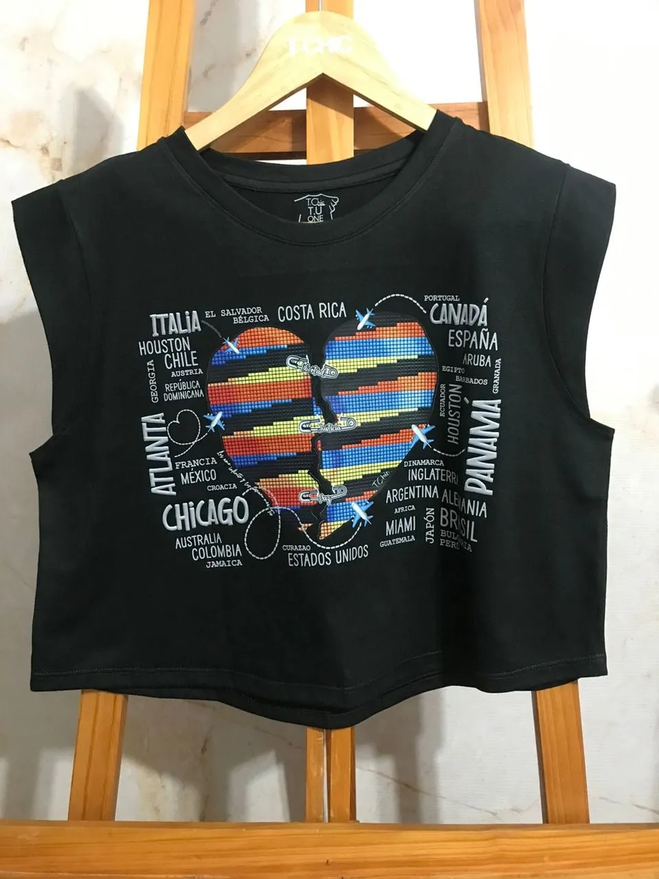 Broken Heart Black Crop Top