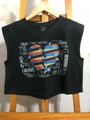 Broken Heart Black Crop Top
