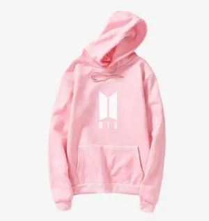 BTS Baby Pink Hoodie Pocket Drawstring Hooded Casual Pullover 364