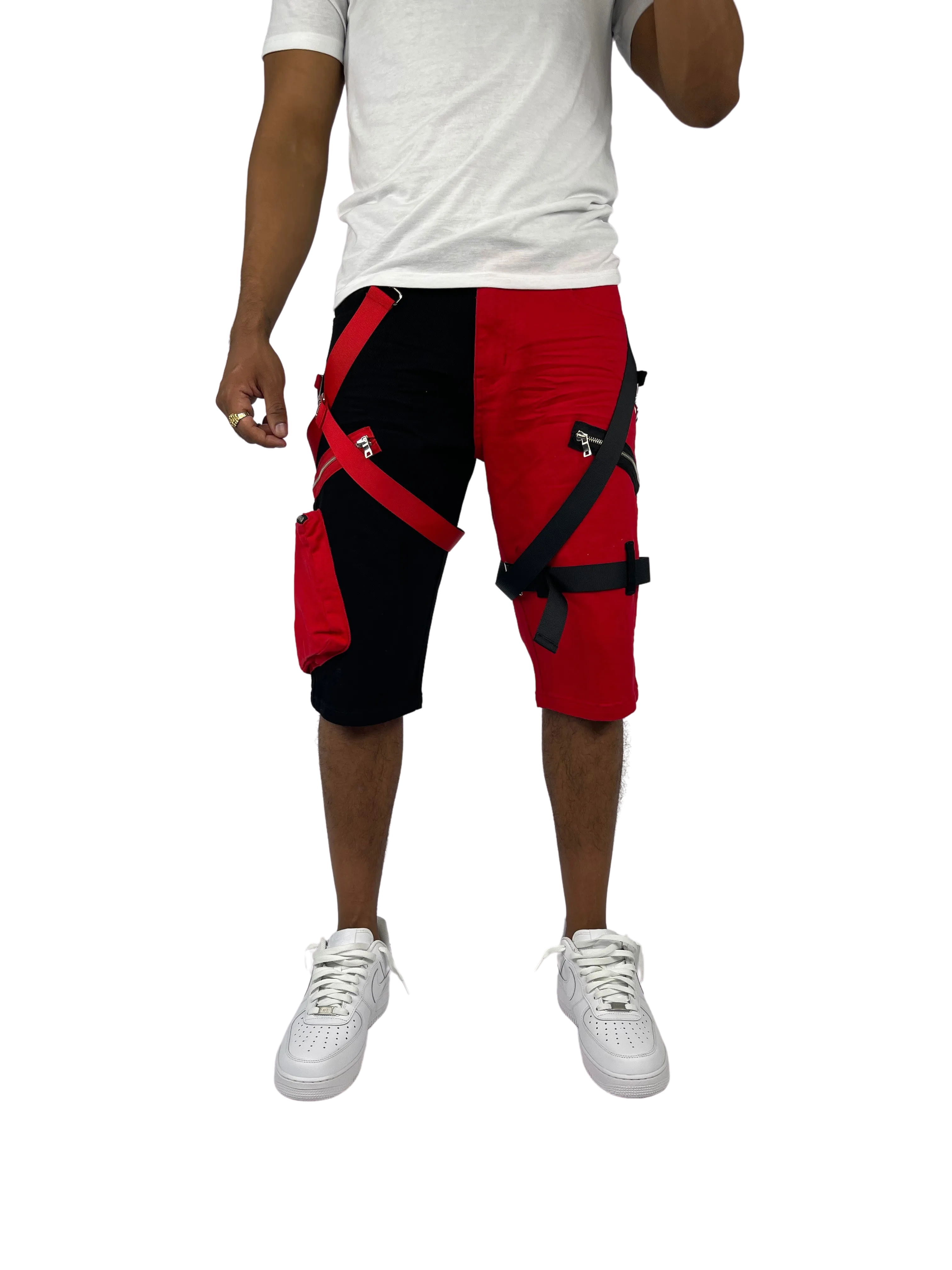 BTS222275: 2-Tone Strap Cargo Shorts