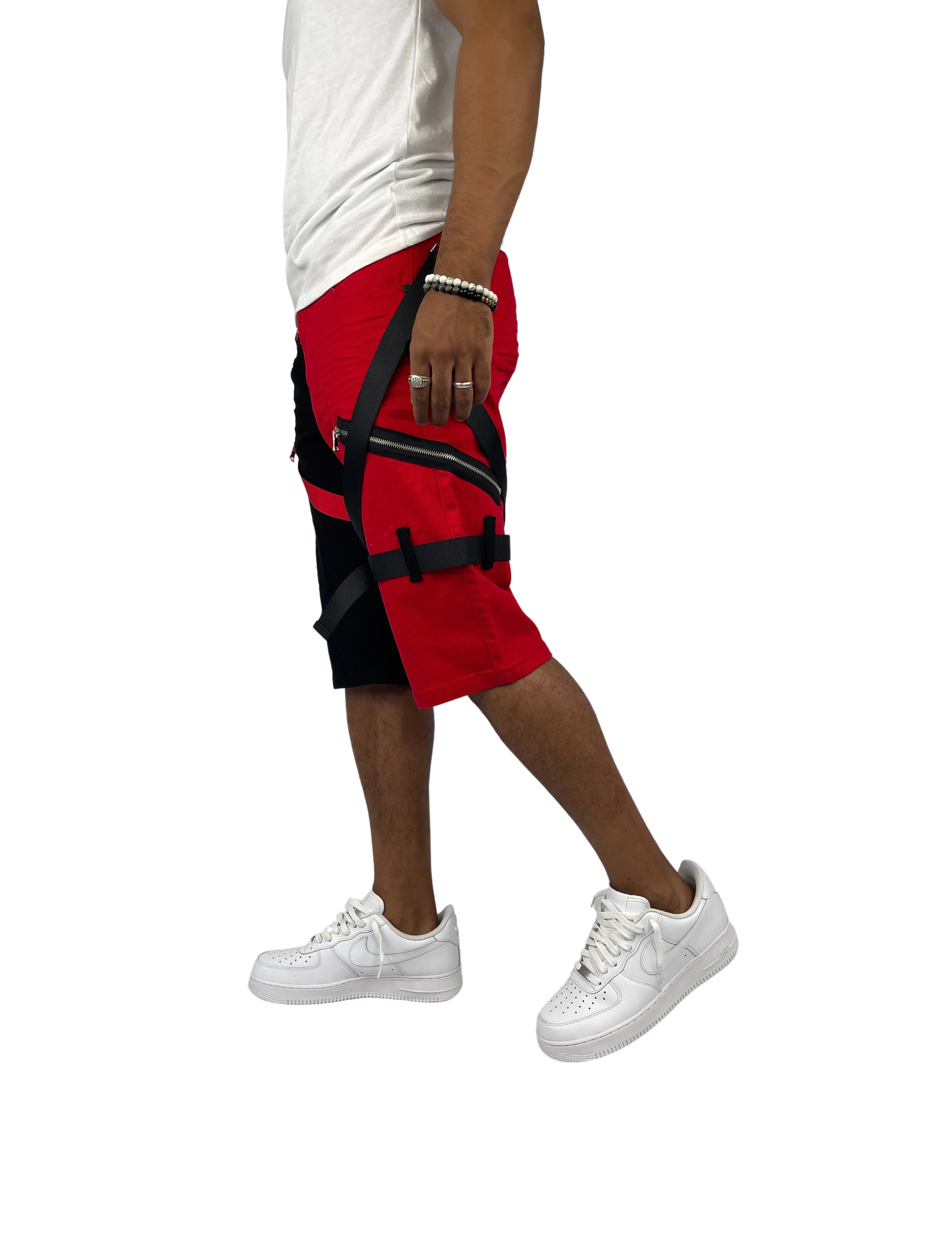 BTS222275: 2-Tone Strap Cargo Shorts