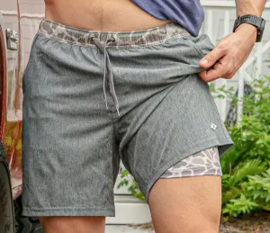 Burlebo | Athletic Shorts | Grizzly Gray   Classic Deer Camo Liner
