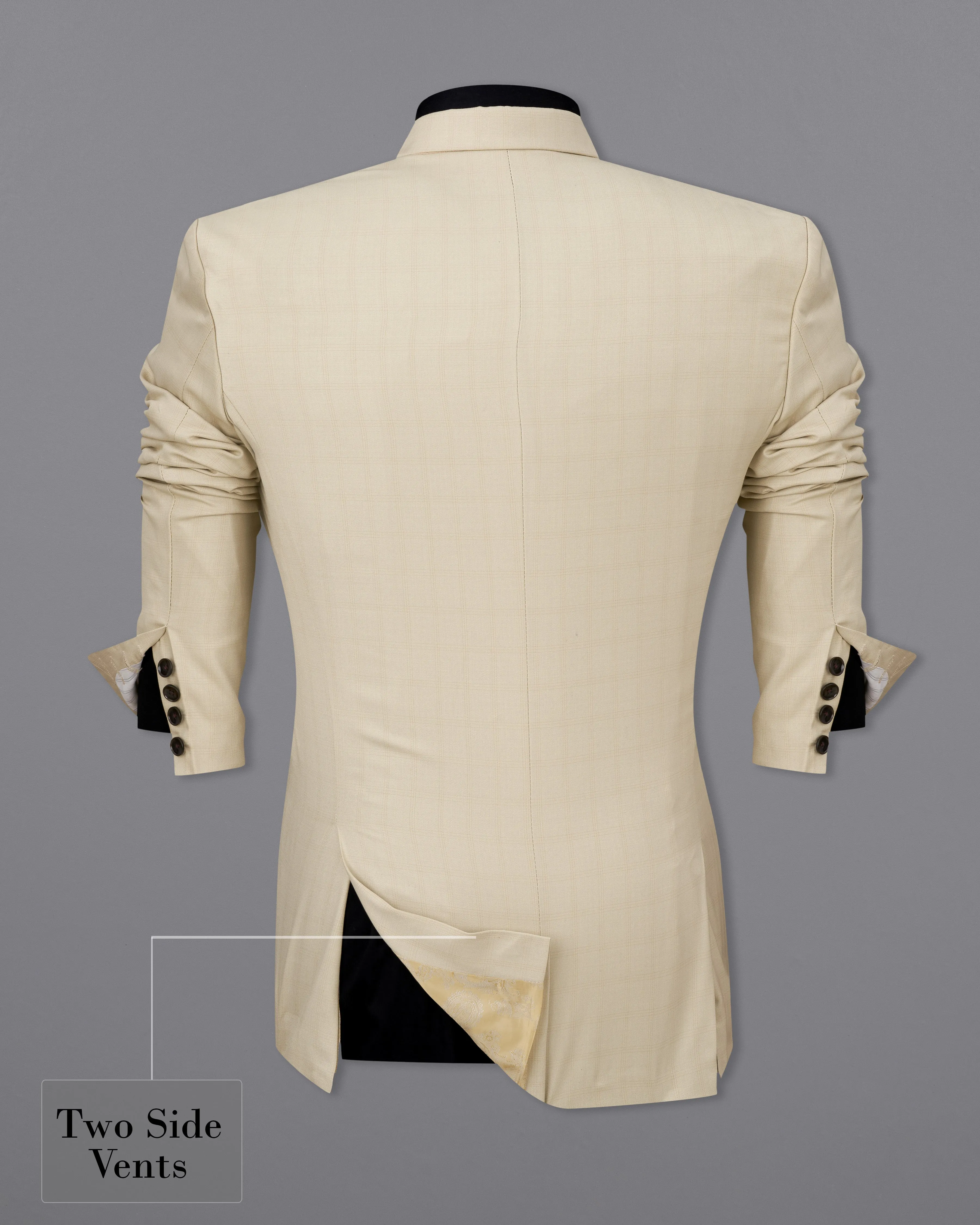 Calm Shell Brown Subtle Plaid Double Breasted Blazer