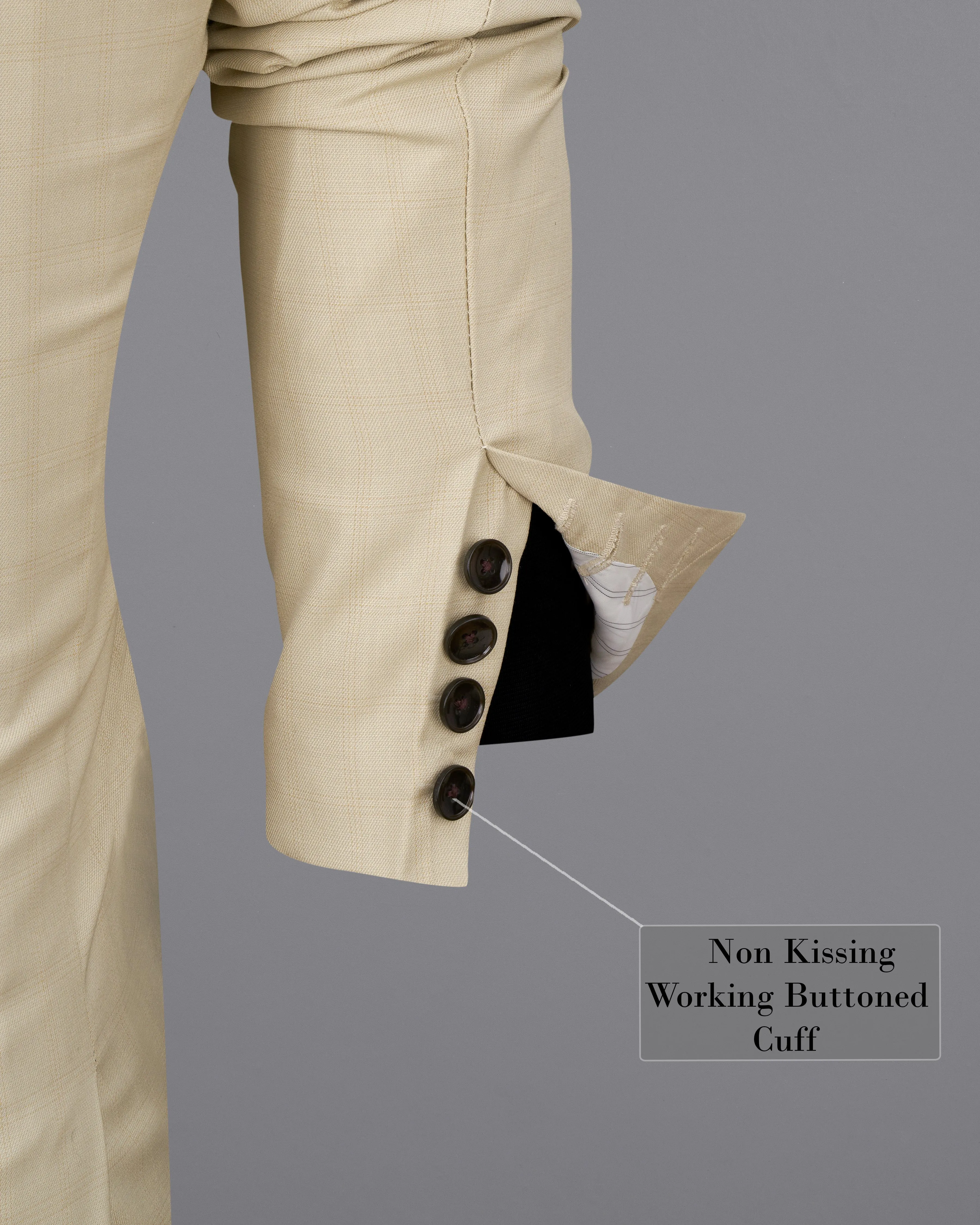 Calm Shell Brown Subtle Plaid Double Breasted Blazer