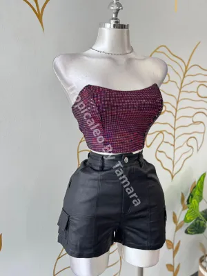 Cargo Leather Shorts