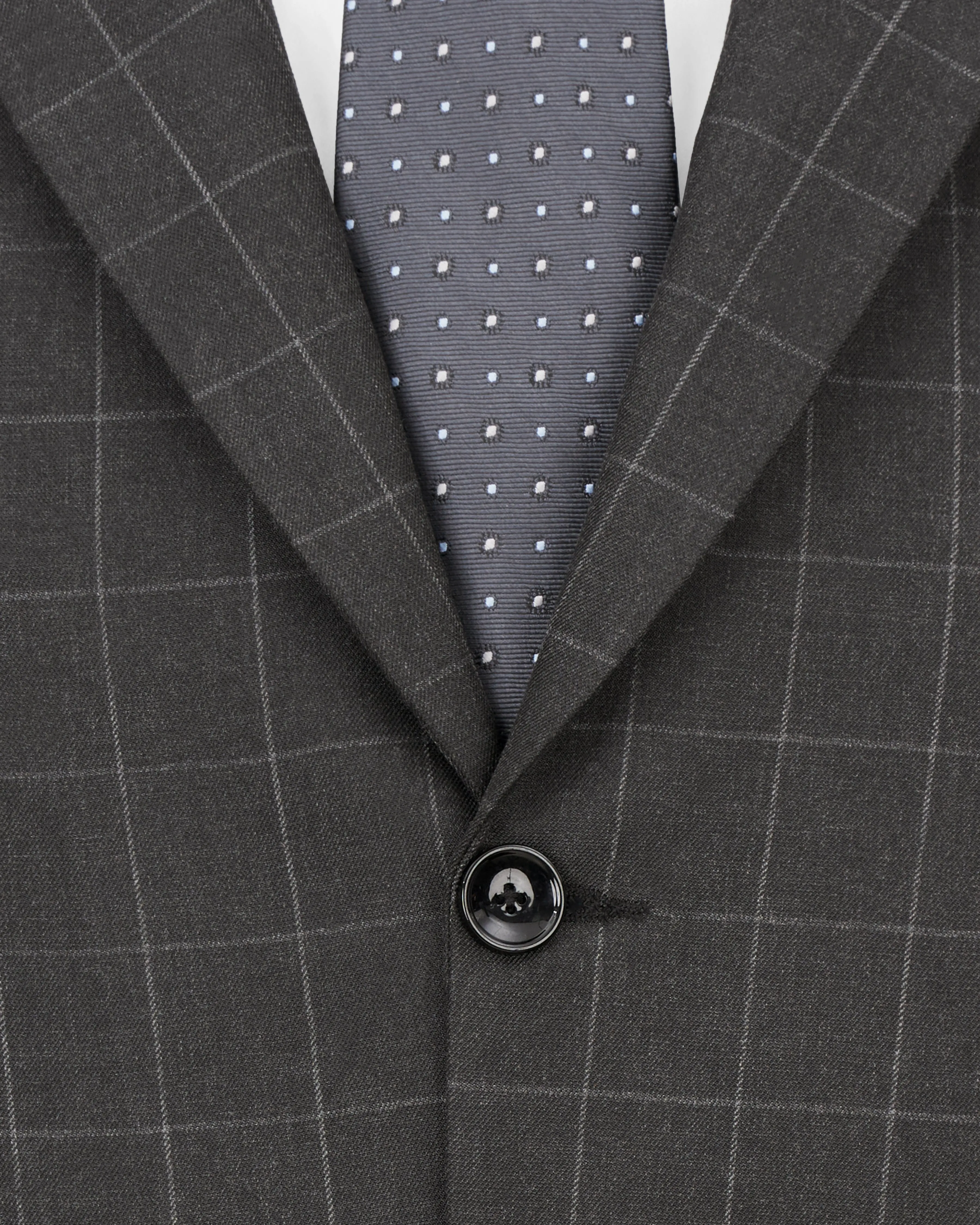 Charcoal Gray Windowpane Single Breasted Blazer