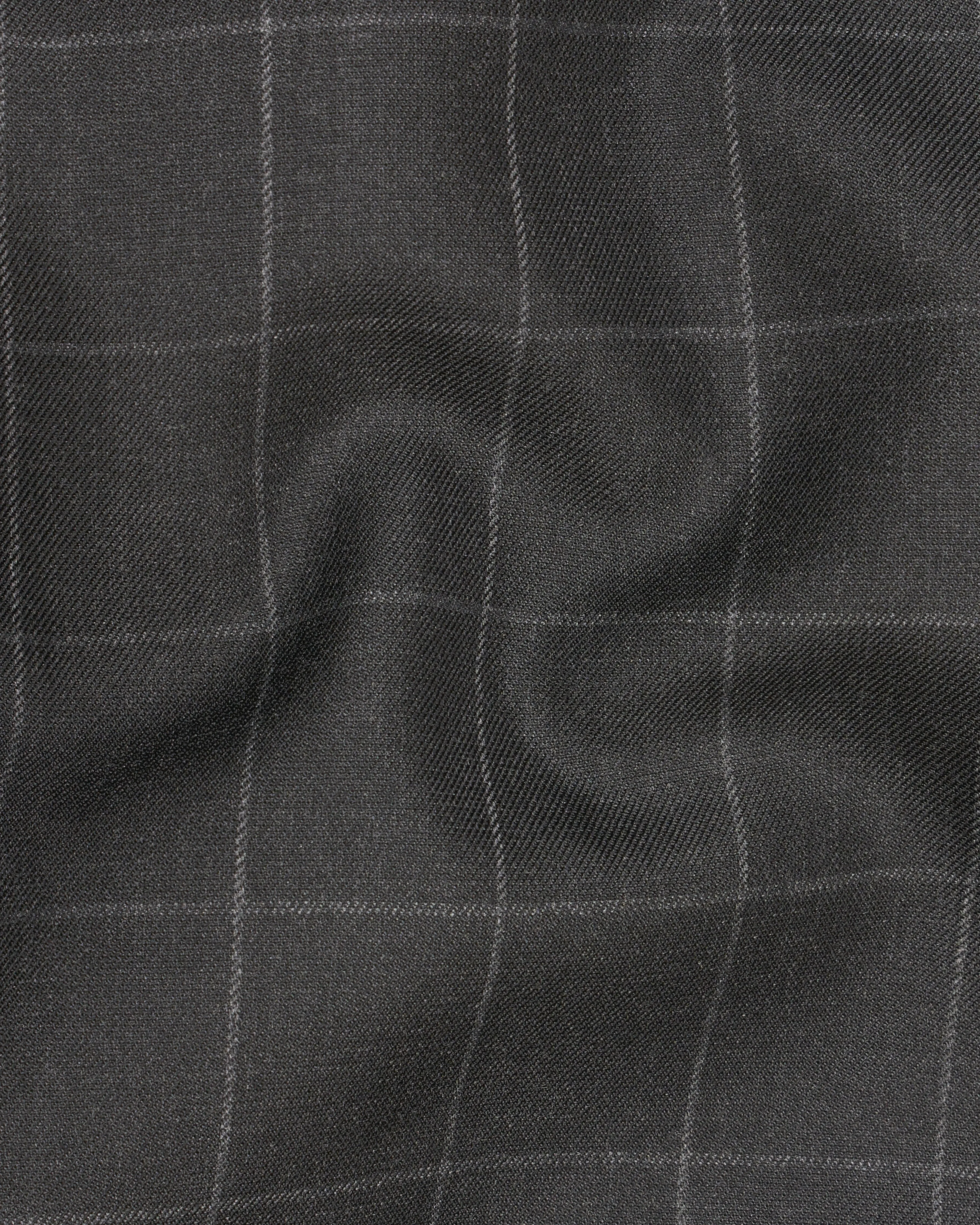 Charcoal Gray Windowpane Single Breasted Blazer