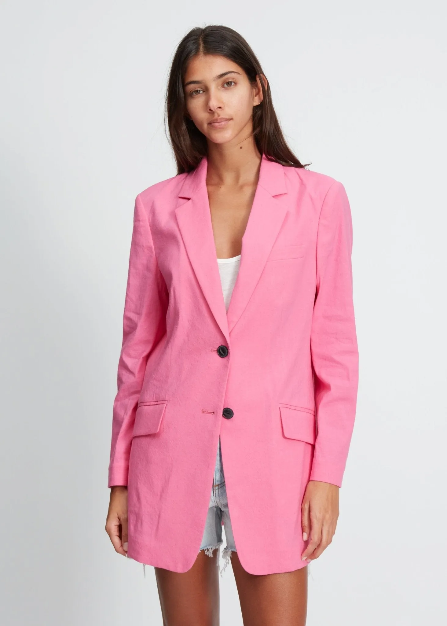 Charles Linen Blazer in Magenta