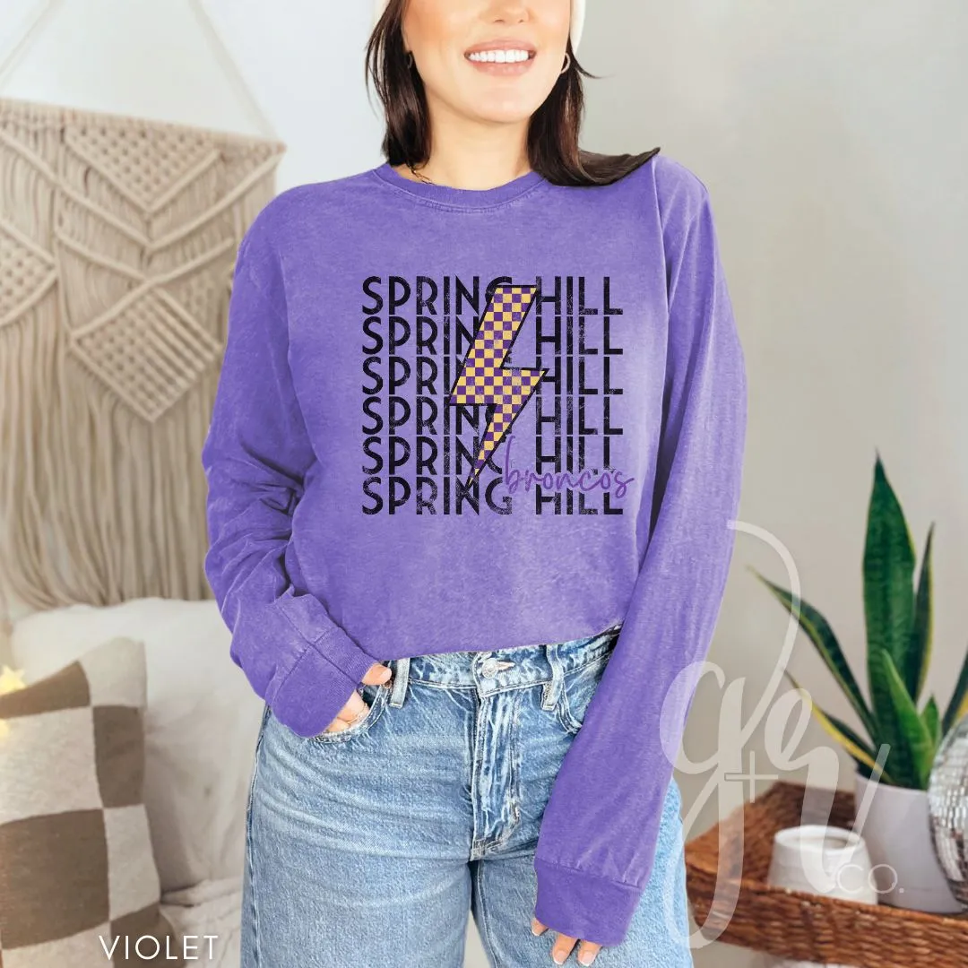 Checkered Bolt Broncos (Tees Sweatshirts)