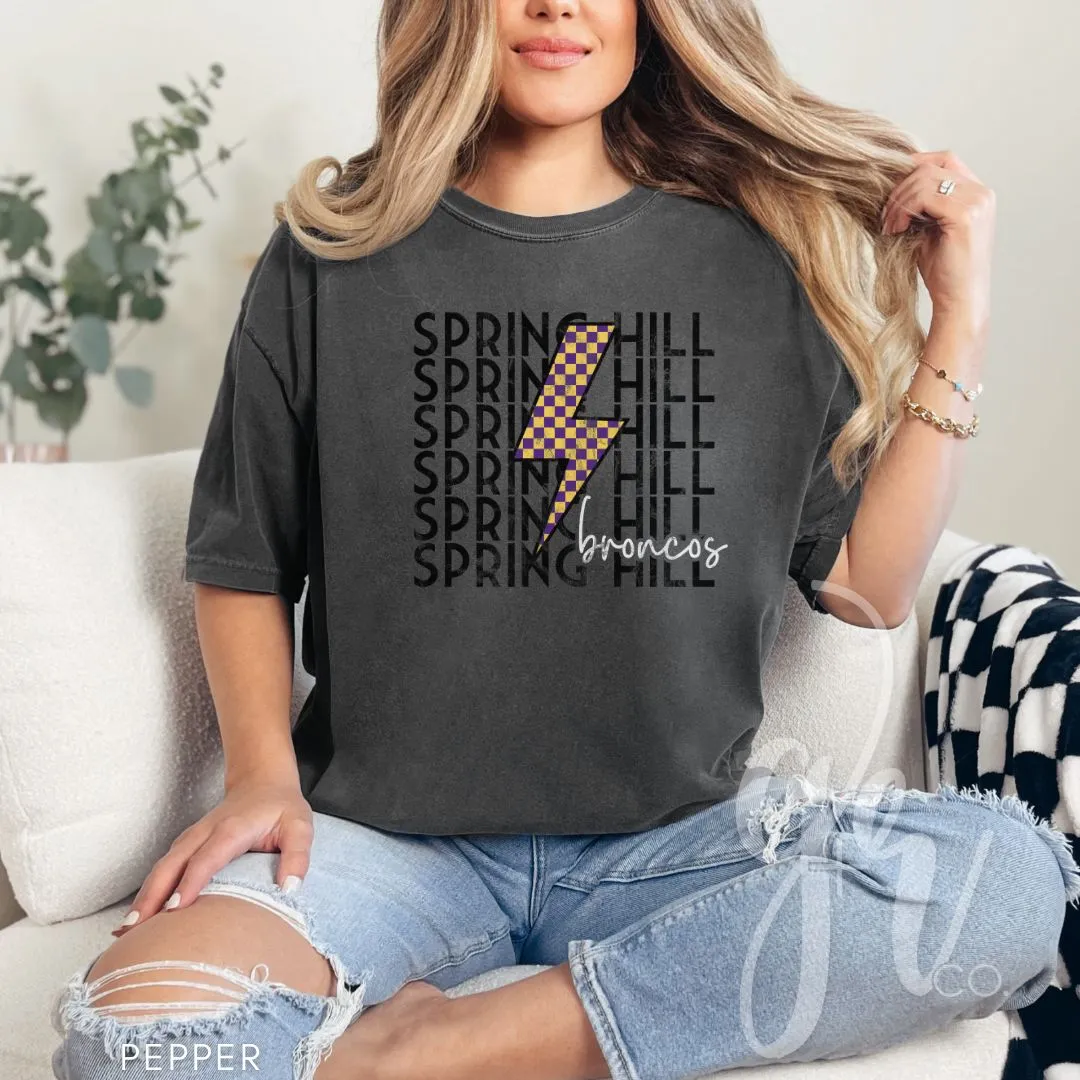 Checkered Bolt Broncos (Tees Sweatshirts)