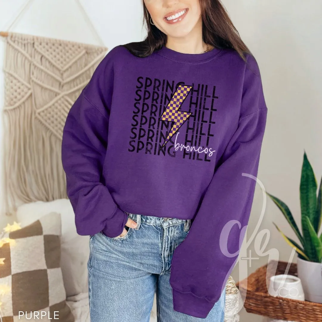 Checkered Bolt Broncos (Tees Sweatshirts)