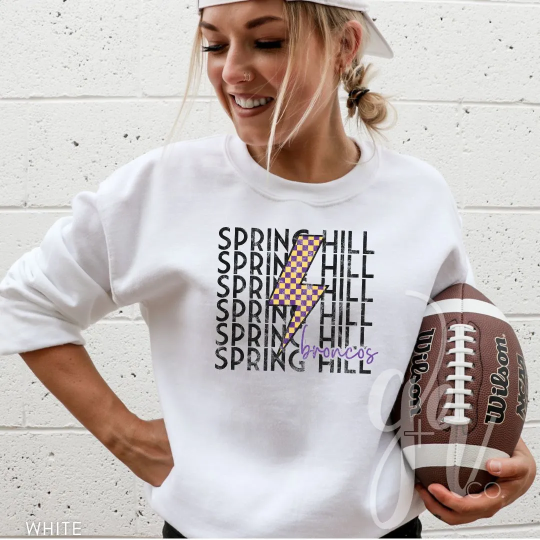 Checkered Bolt Broncos (Tees Sweatshirts)