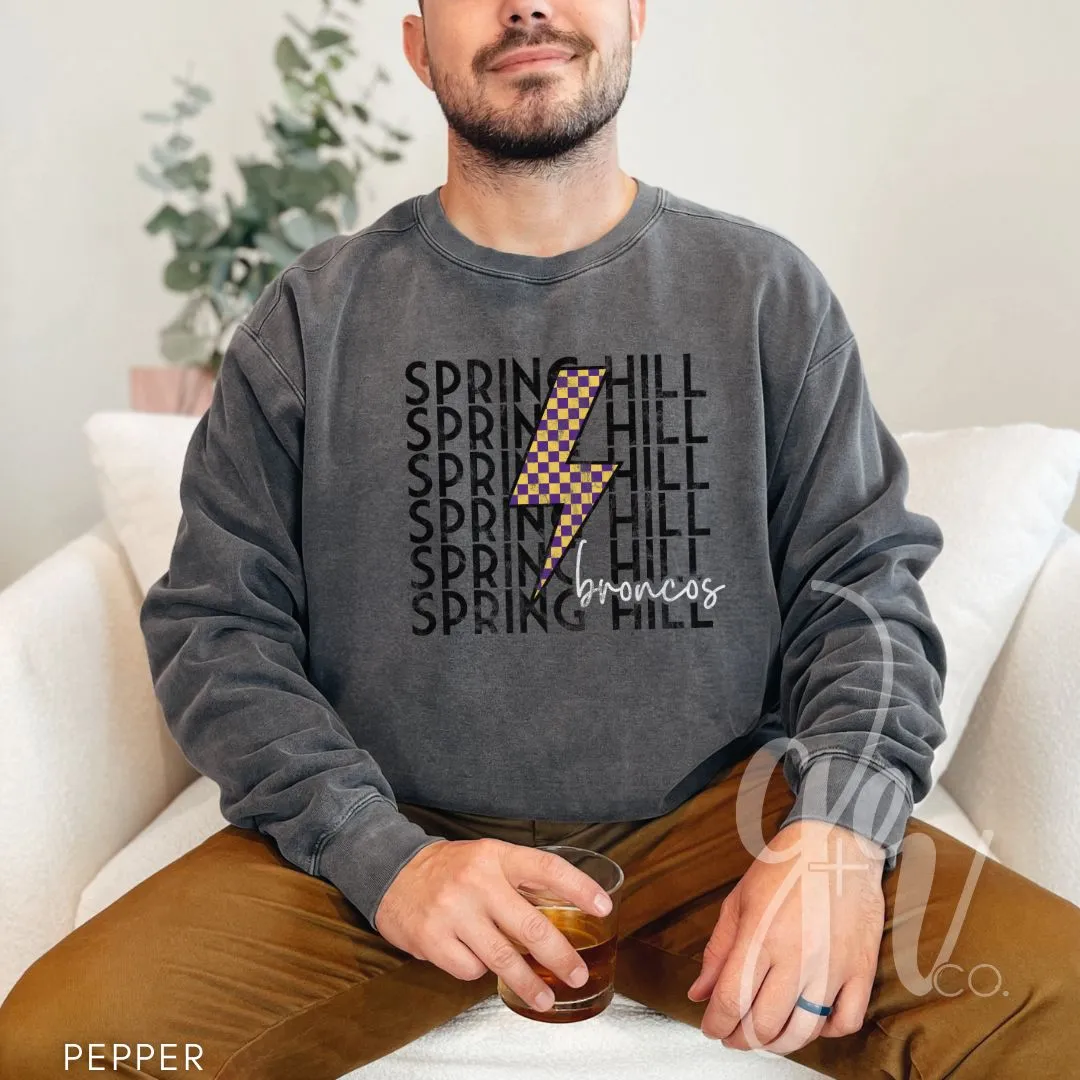 Checkered Bolt Broncos (Tees Sweatshirts)
