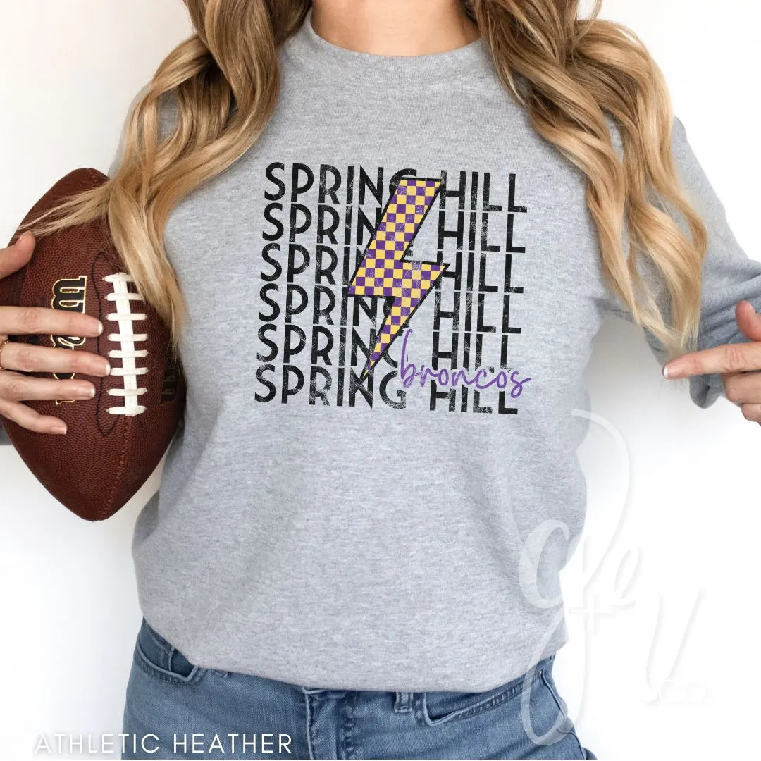Checkered Bolt Broncos (Tees Sweatshirts)
